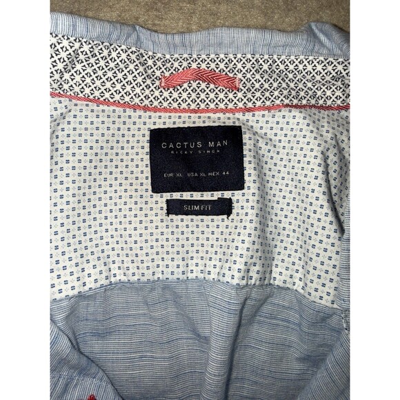 Cactus Man Ricky Singh Slim Fit Size XL Blue Button Up Short Sleeve - Picture 3 of 7